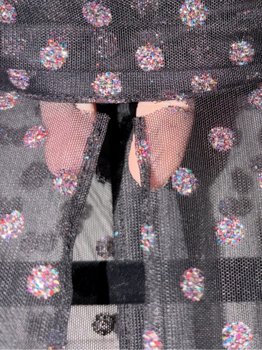 NBD x REVOLVE Sample Sale Harper Dress Black Glitter Polka Dot Mini Small As Is - Picture 6 of 11